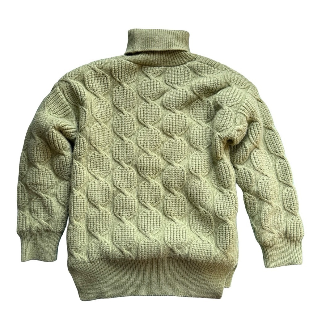 Kids Cozy Green Knit Turtleneck Sweater Fleece Lined Size S M Fall Winter